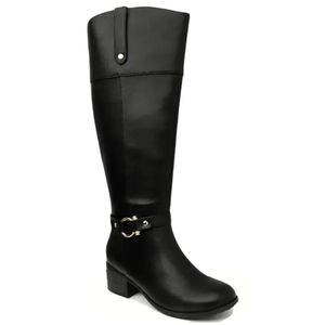 Karen Scott Vickyy Black Vegan Knee-High Block Heel Riding Boots Size 6.5